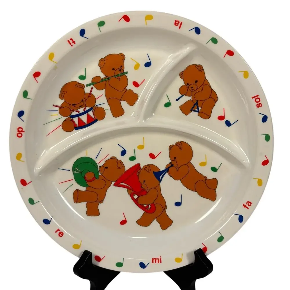 Anacapa Teddy Bear Band Vintage 1987 Melamine Kids Dish Set 3 Platter Tray Bowl